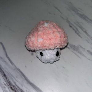 Pink popping toy crochet plushie mushroom